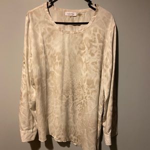 CALVIN KLEIN ASYMMETRIC PATTERNED BLOUSE